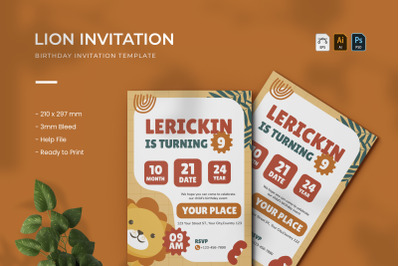 Lion - Birthday Invitation