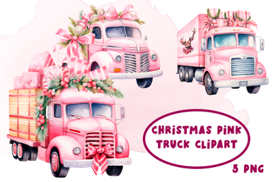 Pink Christmas Car. Vintage Christmas Sublimation