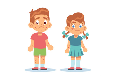 Boy and girl with skin problems&2C; with rashes all over their bodies. Ch