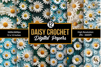 Crochet Daisy Flowers Digital Paper Patterns