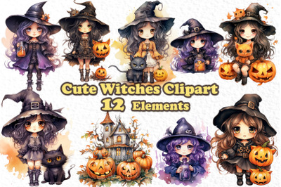 Cute Witches Clipart Halloween Clipart Kids Halloween Png,