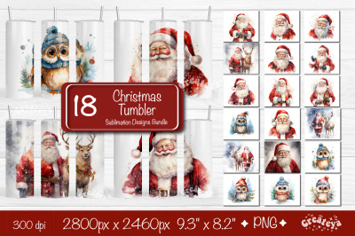 Xmas Tumbler Owl Tumbler wrap png 20 Oz Santa sublimation design