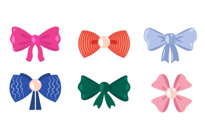 Bows colored with ribbons for present or gift