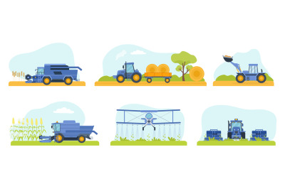 Flat agricultural machinery, harvester and watering plane