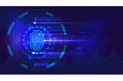 Fingerprint concept background. Modern electronic fingerprint scanner