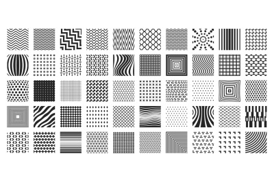 Square icons with geometric patterns. Ornamental black mosaic patterns