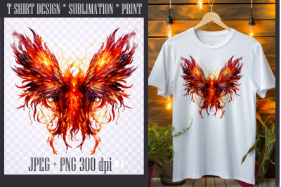 Watercolor Fantasy Firebird design PNG/JPEG