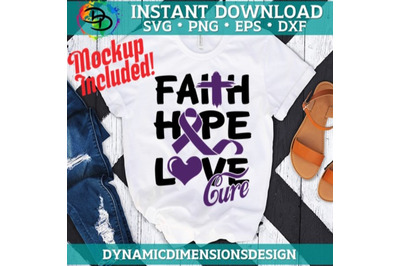 Faith Hope Love Cure, Purple Ribbon, Pancreatic Cancer , Digital, Canc