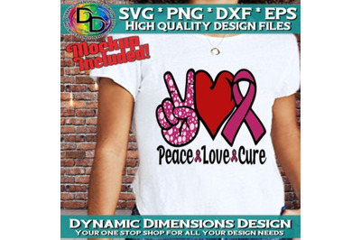 Peace Love Cure SVG PNG PDF Instant Download, Cancer Awareness Svg, Sv