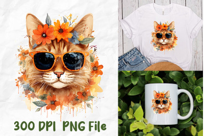 Cool Orange Cat Wear Summer Sunglasses