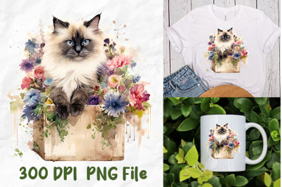 Cat Lover Cute Ragdoll Cat Wild Flowers