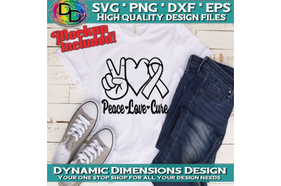 Peace Love Cure SVG PNG PDF Instant Download, Cancer Awareness Svg, Sv