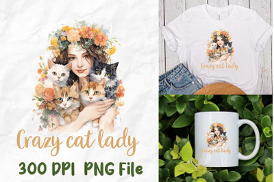 Crazy Cat Lady Retro Wild Flowers