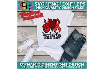 Peace Love Cure HIV AIDS Awareness Svg Png, Cricut Sublimation Design