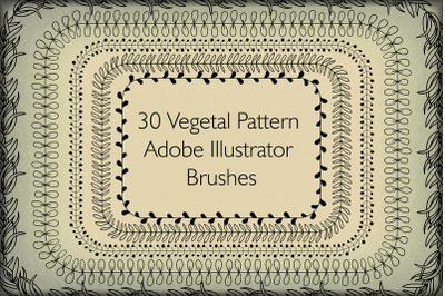 30 Vegetal Pattern Adobe Illustrator Brushes - Cute Hand Drawn Vector