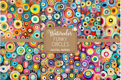 Funky Circles - Abstract Watercolor Pattern Papers