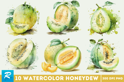Watercolor Honeydew Clipart Bundle