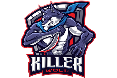 Killer wolf esport mascot logo design
