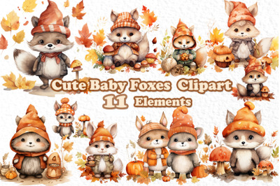 Cute Fox clipart Woodland Animals Cute baby fox Autumn Png