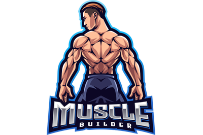 Muscle man esport mascot logo design