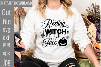 Resting Witch Face SVG cut file, Halloween SVG Bundle, Retro Halloween