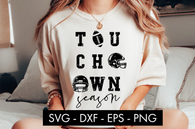 Distressed Touchdown Season SVG Cut File PNG