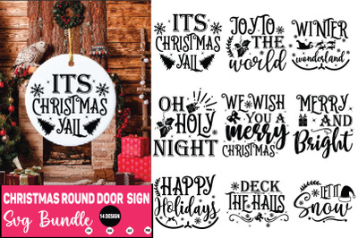 Christmas Round Door Sign SVG Bundle