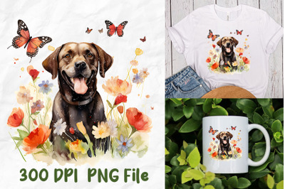 Vintage Labrador Retriever Dog Flower