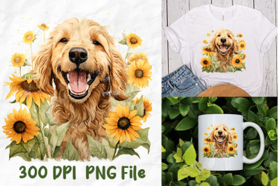 Vintage Golden Doodle Smile Wild Flower