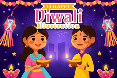 14 Happy Diwali Hindu Illustration