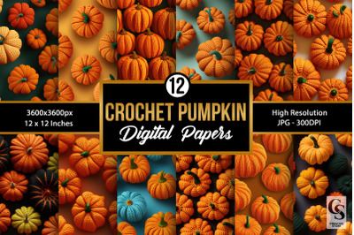 Crochet Pumpkin Pattern Digital Papers