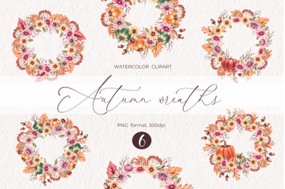 Watercolor Autumn Wreaths PNG