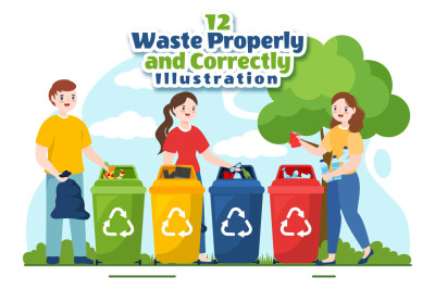 12 Waste Properly And Correctly Illustration