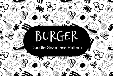 Burger Doodle Seamless Pattern