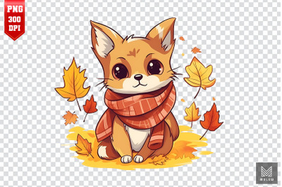 Cute Abyssinian Cat In Autumn Clipart