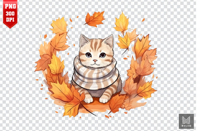 American Shorthair Cat In Autumn Clipart