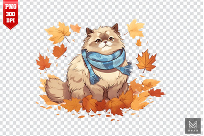 Cute Himalayan Cat In Autumn Clipart