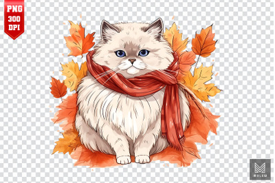 Cute Himalayan Cat In Autumn Clipart