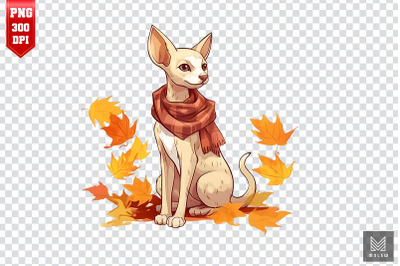 Oriental Shorthair Cat In Autumn Clipart