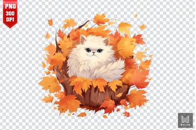 Cute Persian Cat In Autumn Clipart