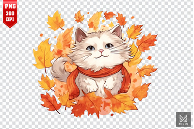 Cute Ragdoll Cat In Autumn Clipart