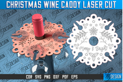 Christmas Wine Caddy Laser Cut SVG | Wine Caddy Laser Cut SVG Design