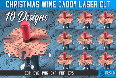 Christmas Wine Caddy Laser Cut SVG | Wine Caddy Laser Cut SVG Design