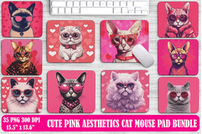 Cute Pink Aesthetics Cat Mouse Pad