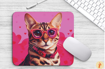 Cute Pink Bengal Cat Mouse Pad