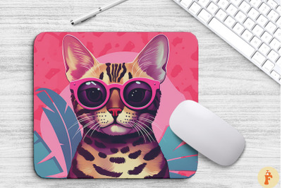 Cute Pink Bengal Cat Mouse Pad