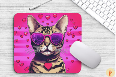 Cute Pink Bengal Cat Mouse Pad