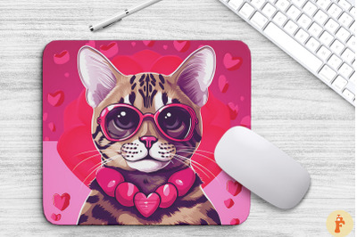 Cute Pink Bengal Cat Mouse Pad