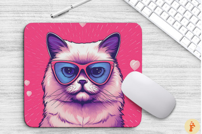 Cute Pink Birman Cat Mouse Pad