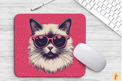 Cute Pink Birman Cat Mouse Pad